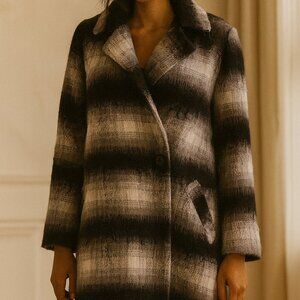 Plaid Cocoon Coat Sz S